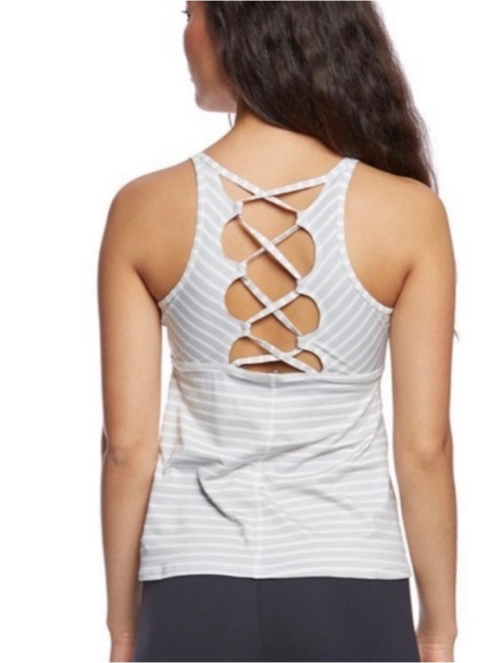 PrAna Filament Lace Up Striped Tank Top